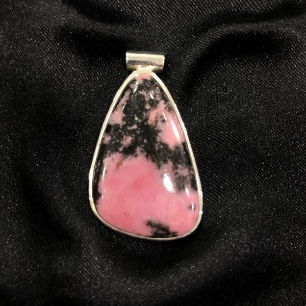 Pendentif Rhodonite en Argent 925 -7| Minéraux - Lithothérapie