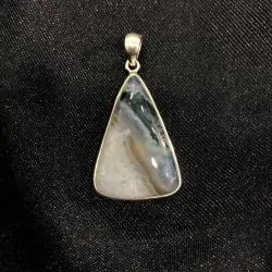 Pendentif Agate Mousse serti en Argent 925 -3 | Dans les yeux de Gaïa