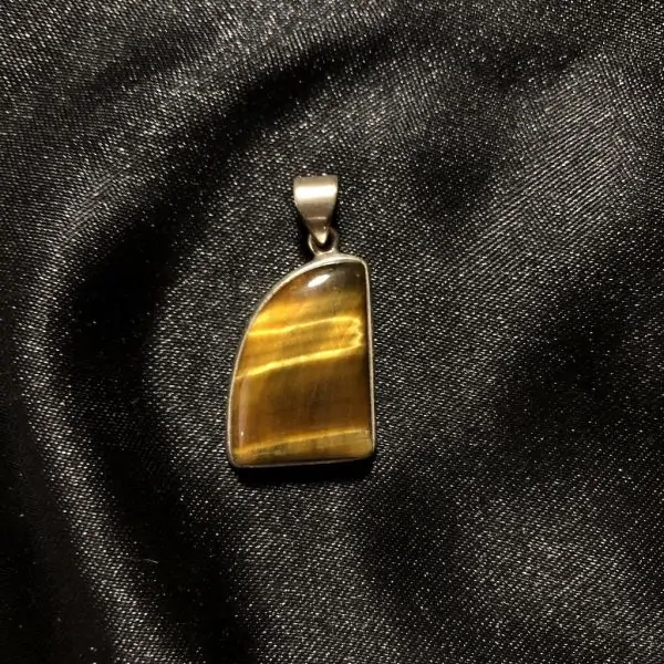 Pendentif Oeil de Tigre serti en Argent 925 | Dans les yeux de Gaïa