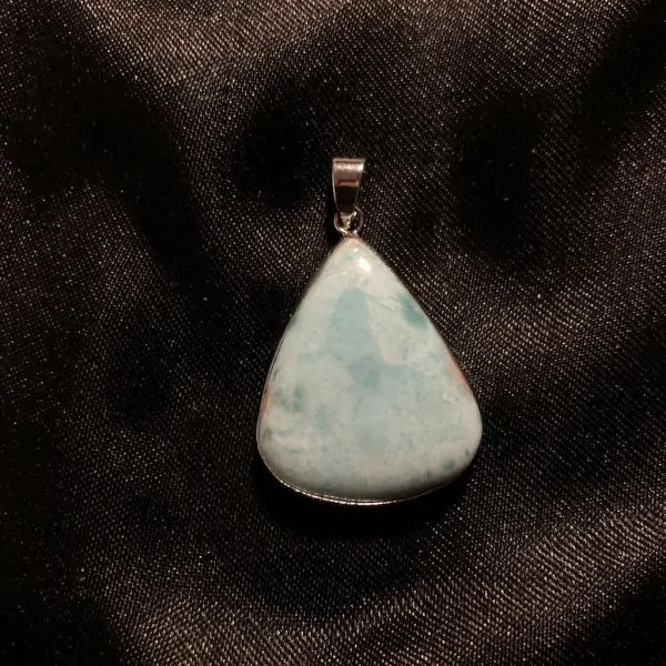 Pendentif Larimar métal Argenté -2 | Dans les yeux de Gaïa