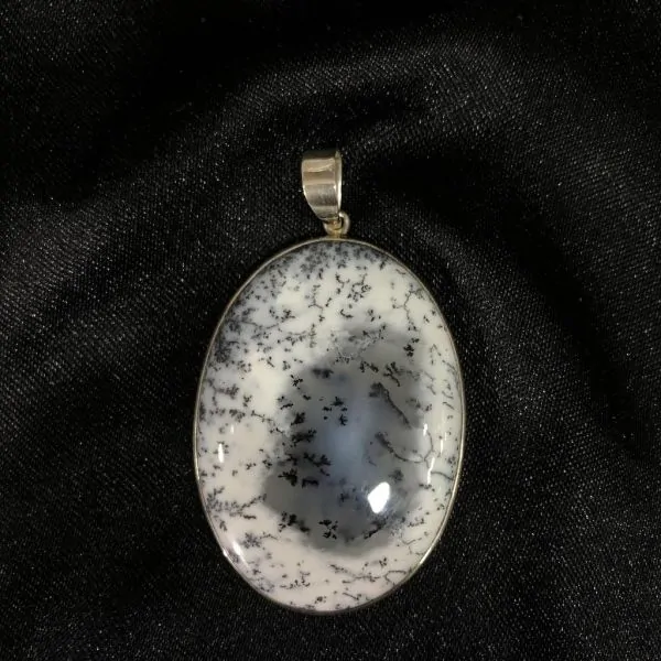 Pendentif en Agate Dendrite serti en Argent 925 -10 | Pendentifs en Minéraux | Dans les yeux de Gaïa