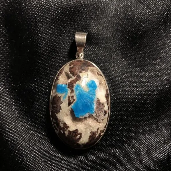 Pendentif en Cavansite serti en Argent 925 -4 | Dans les yeux de Gaïa