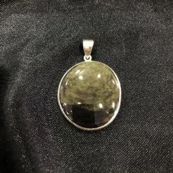Pendentif Obsidienne Mentogochol serti en Argent 925 | Dans les yeux de Gaïa
