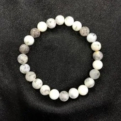 Bracelet Agate Dendritique ou Merlinite 8mm | Dans les yeux de Gaïa