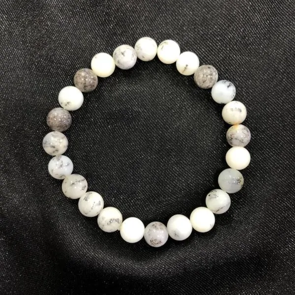 Bracelet Agate Dendritique ou Merlinite 8mm | Dans les yeux de Gaïa