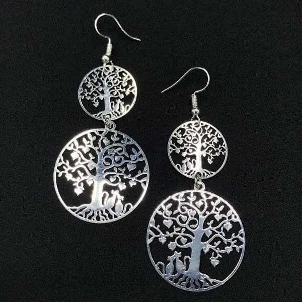 Boucle d'oreille Arbre de Vie couleur argent -2| Pendentifs en Minéraux | Dans les yeux de Gaïa