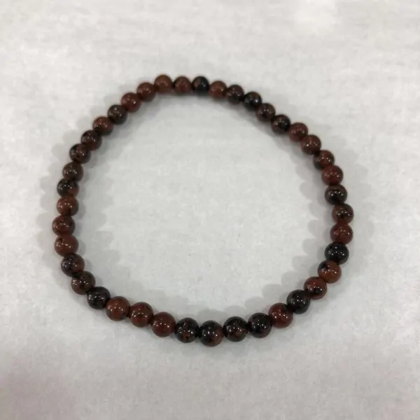 Bracelet Obsidienne Acajou perle ronde 4mm | Dans les yeux de Gaïa