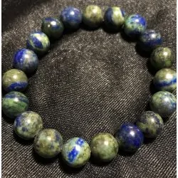 Bracelet Azurite Malachite perles rondes 10mm | Dans les yeux de Gaïa