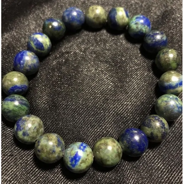 Bracelet Azurite Malachite perles rondes 10mm | Dans les yeux de Gaïa