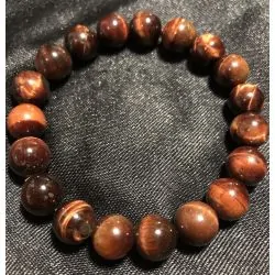 Bracelet Oeil de Taureau perles rondes 10mm | Pierres - Minéraux