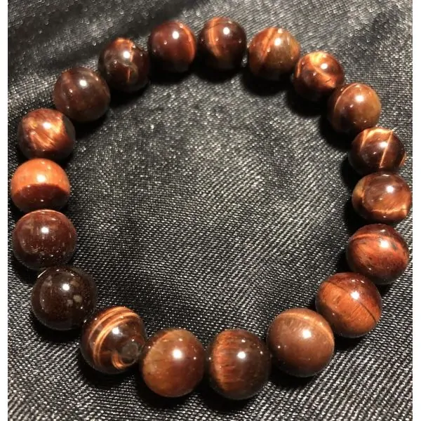 Bracelet Oeil de Taureau perles rondes 10mm | Pierres - Minéraux