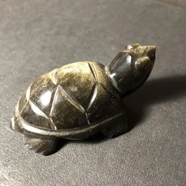 Obsidienne dorée forme Tortue | Minéraux de collection | Dans les yeux de Gaïa