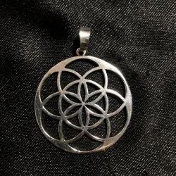 Pendentif en Fleur de Vie métal Argenté - Minéraux | Dans les yeux de Gaïa