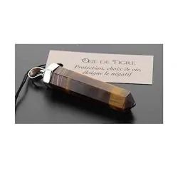 Pendentif Oeil de Tigre Forme pointe | Dans les yeux de Gaïa