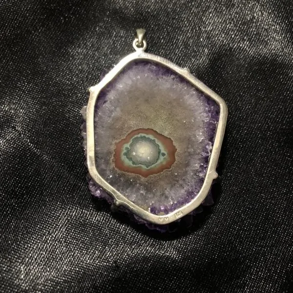 Pendentif Fleur d'Améthyste serti en Argent 925 -10| Minéraux