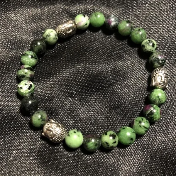 Bracelet Rubis Zoïsite 3 Bouddhas 8mm | Dans les yeux de Gaïa