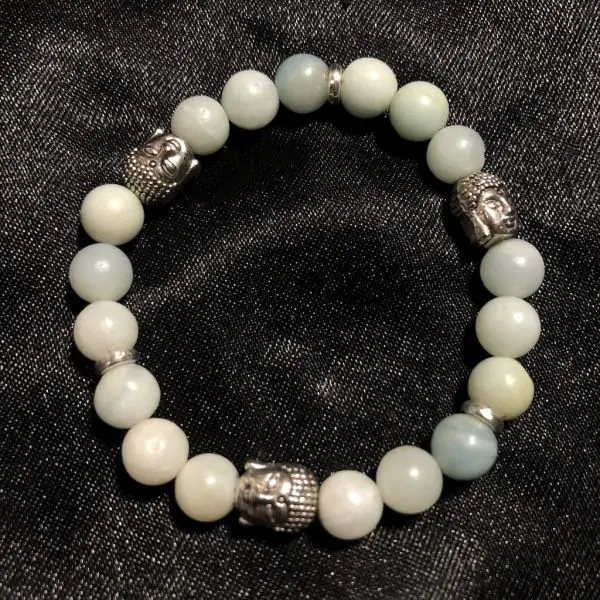 Bracelet Amazonite 3 Bouddhas 8 mm | Dans les yeux de Gaïa
