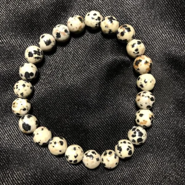 Bracelet Jaspe Dalmatien 8mm | Bracelets en Pierres | Dans les yeux de Gaïa