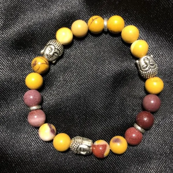 Bracelet Mokaïte 3 Bouddha 8mm | Bracelets en Pierres | Dans les yeux de Gaïa