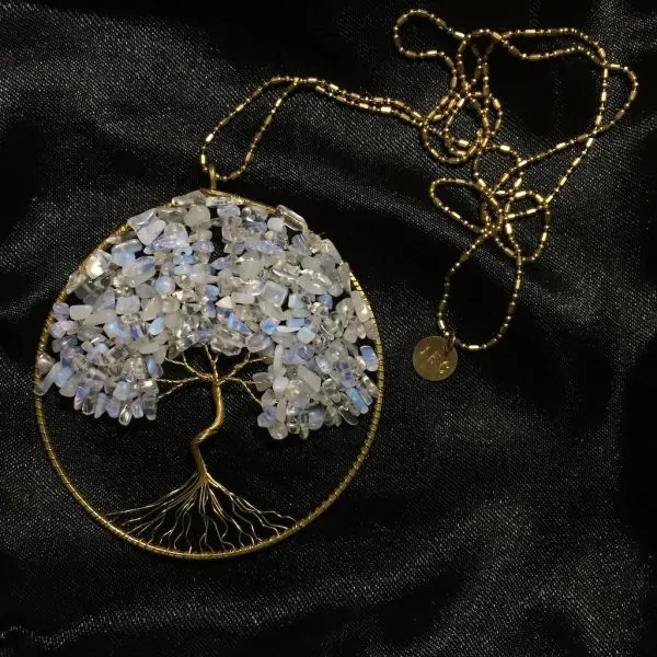 Collier artisanal arbre de vie opaline | Dans les yeux de Gaïa