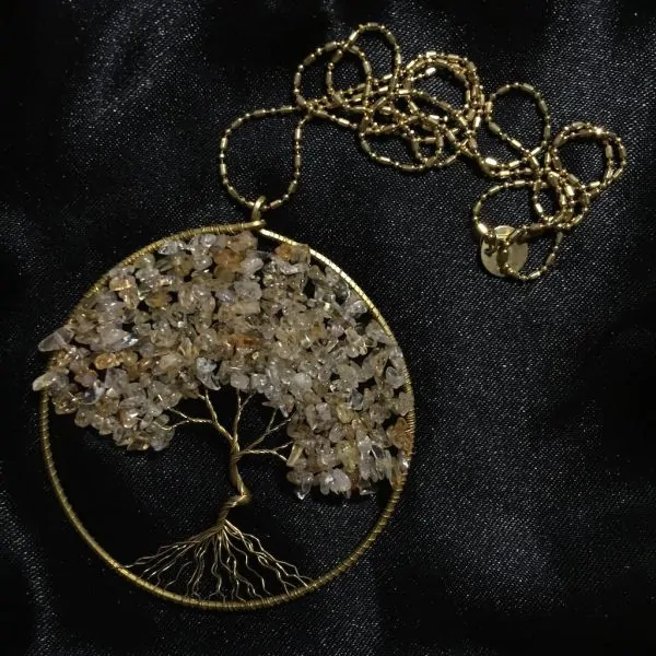 Collier artisanal arbre de vie en citrine | Dans les yeux de Gaïa