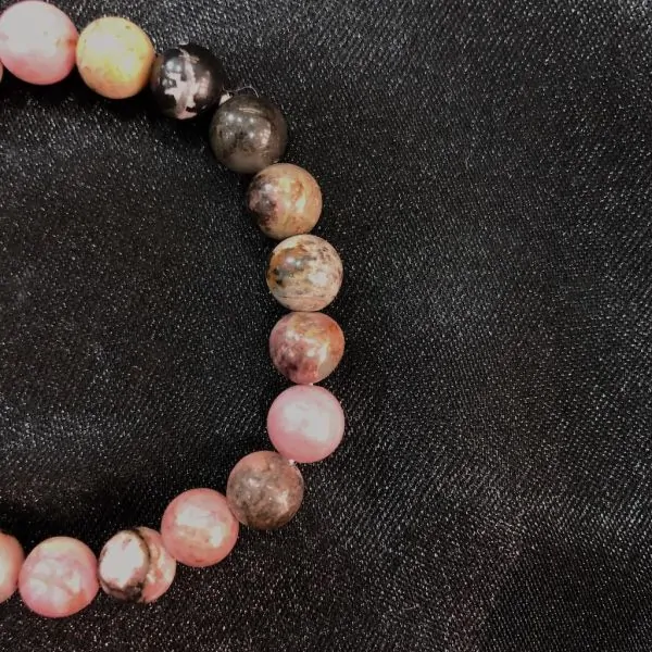 Bracelet Rhodonite perles rondes 8mm -1