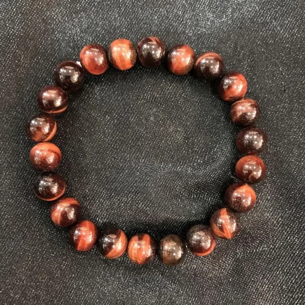 Bracelet Oeil de Taureau perles rondes 8mm | Pierres - Minéraux