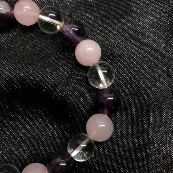 Bracelet Améthyste Quartz Rose Cristal de Roche 10mm - Bracelets