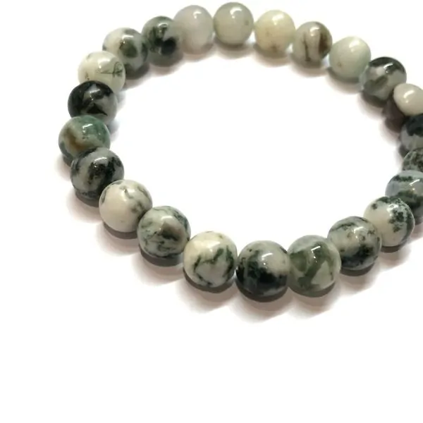 Bracelet Agate Arbre perles rondes 8mm | Dans les yeux de Gaïa