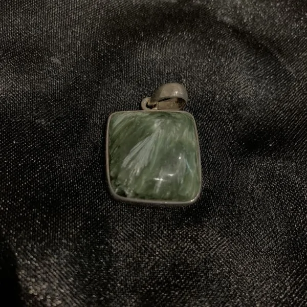 Pendentif en Séraphinite serti en Argent 925 -2| Pendentifs en Minéraux | Dans les yeux de Gaïa