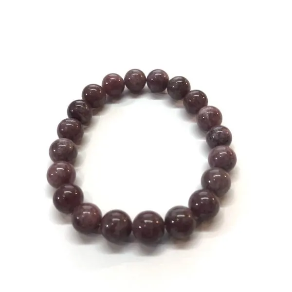 Bracelet lépidolite perles rondes 10mm | Dans les yeux de Gaïa