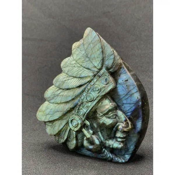 Tête Amérindienne Labradorite -1 - Minéraux | Dans les yeux de Gaïa