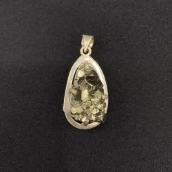 Pendentif en Pyrite serti en Argent 925 -5| Pendentifs en Minéraux | Dans les yeux de Gaïa