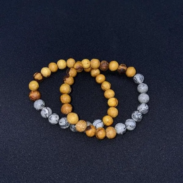 Bracelet en Bois de Palo Santo et Jaspe, photo 1 | Dans les Yeux de Gaia