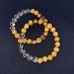 Bracelet en Bois de Palo Santo et Cristal de Roche | Dans les yeux de Gaïa