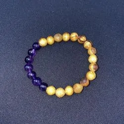 Bracelet en Bois de Palo Santo et Améthyste, photo 1 | Dans les Yeux de Gaia