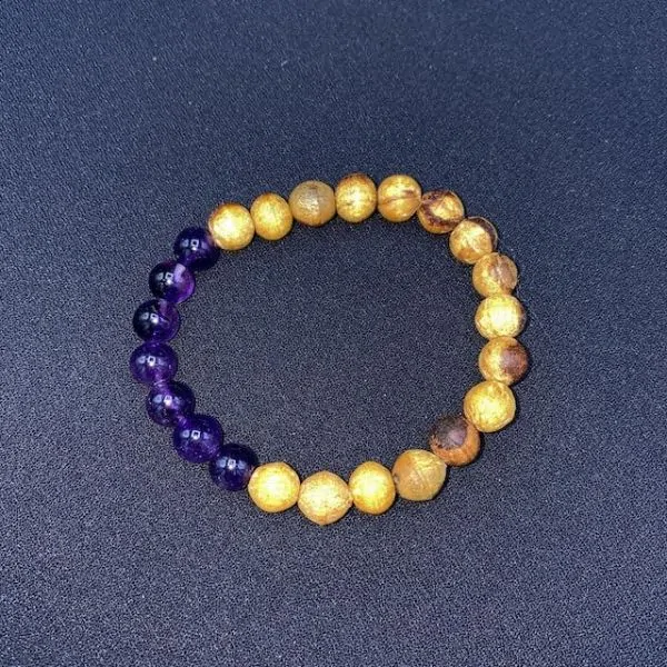 Bracelet en Bois de Palo Santo et Améthyste, photo 1 | Dans les Yeux de Gaia