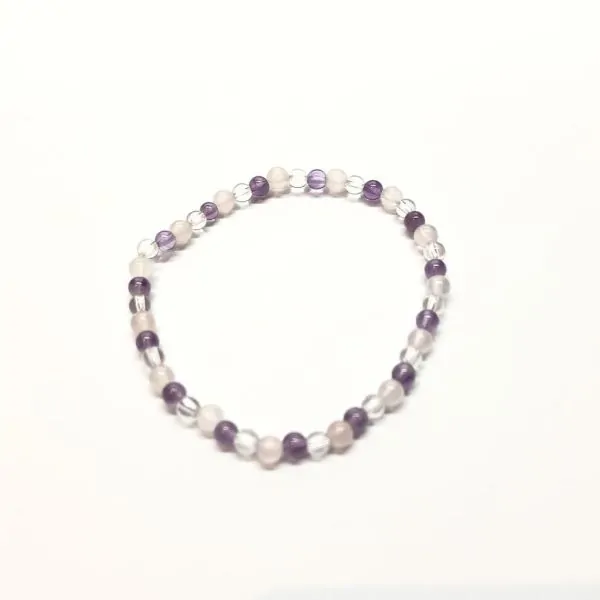Bracelet Améthyste Quartz Rose Cristal de Roche 4mm | Pierres