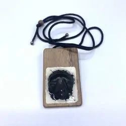 Figure Chamanique en Obsidienne sur Bois -2 | Dans les yeux de Gaïa