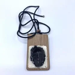 Figure Chamanique en Obsidienne sur Bois -1 | Dans les yeux de Gaïa