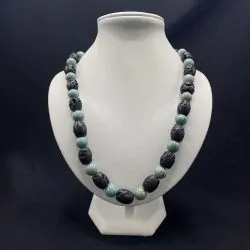 Collier en Turquoise et Pierre de Lave | Dans les yeux de Gaïa