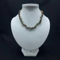 Collier Chips en Unakite | Colliers en Minéraux | Dans les yeux de Gaïa