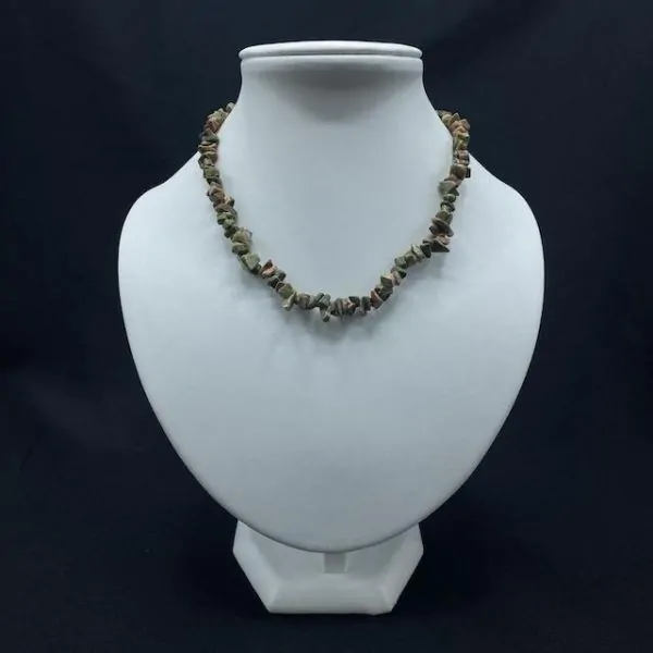 Collier Chips en Unakite | Colliers en Minéraux | Dans les yeux de Gaïa