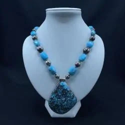 Collier en Turquoise et Pyrite | Colliers en Minéraux | Dans les yeux de Gaïa