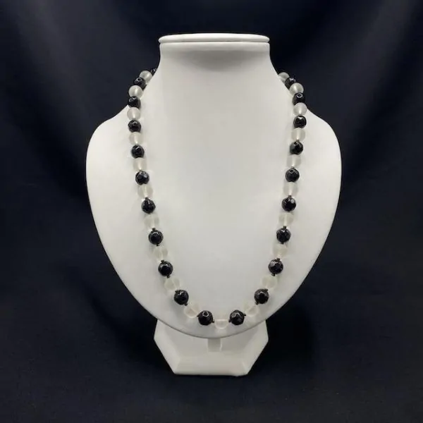 Collier en Onyx et Cristal de Roche | Dans les yeux de Gaïa
