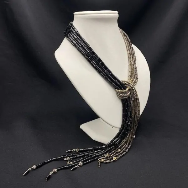 Collier en Onyx et Quart Fumé | Colliers en Minéraux | Dans les yeux de Gaïa