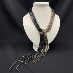 Collier en Onyx et Quart Fumé | Colliers en Minéraux | Dans les yeux de Gaïa