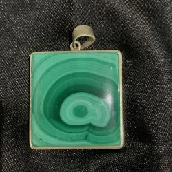Pendentif en Malachite monté sur Argent 925 -6 | Dans les yeux de Gaïa