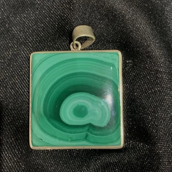 Pendentif en Malachite monté sur Argent 925 -6 | Dans les yeux de Gaïa
