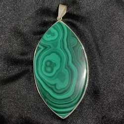 Pendentif en Malachite monté sur Argent 925 -4 | Dans les yeux de Gaïa